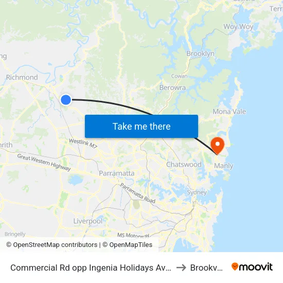 Commercial Rd opp Ingenia Holidays Avina to Brookvale map