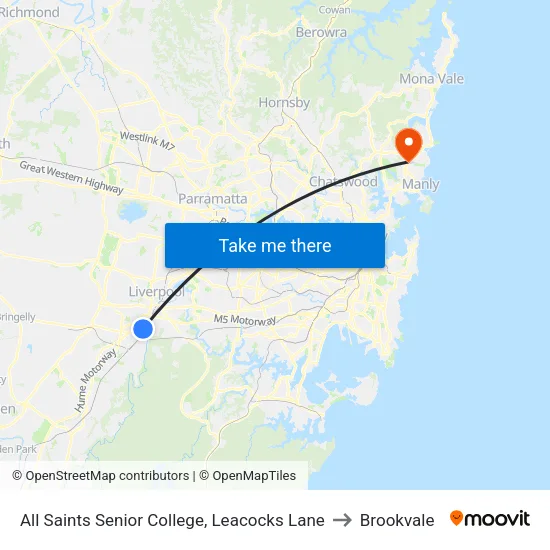 All Saints Senior College, Leacocks Lane to Brookvale map