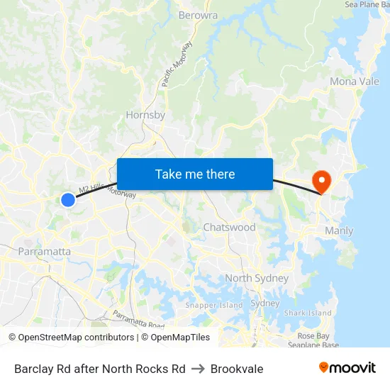 Barclay Rd after North Rocks Rd to Brookvale map