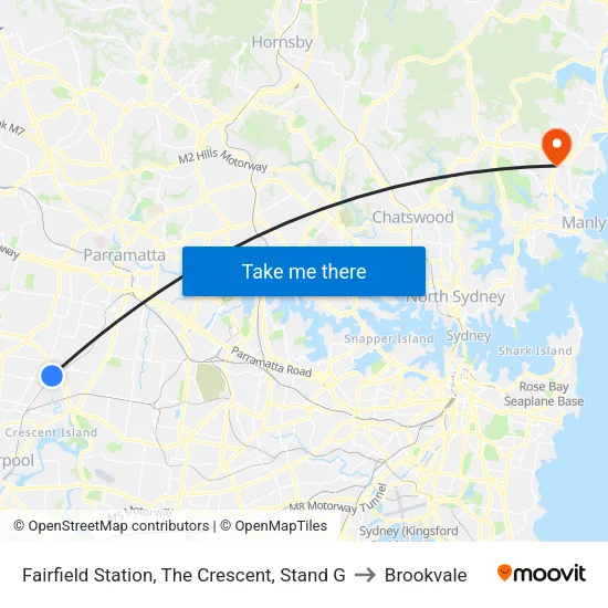 Fairfield Station, The Crescent, Stand G to Brookvale map