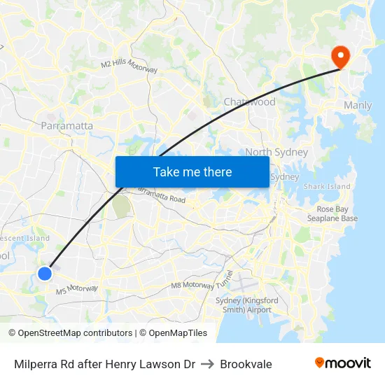 Milperra Rd after Henry Lawson Dr to Brookvale map