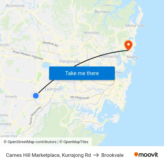 Carnes Hill Marketplace, Kurrajong Rd to Brookvale map