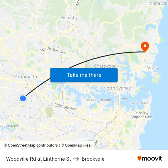 Woodville Rd at Linthorne St to Brookvale map