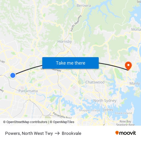 Powers, North West Twy to Brookvale map