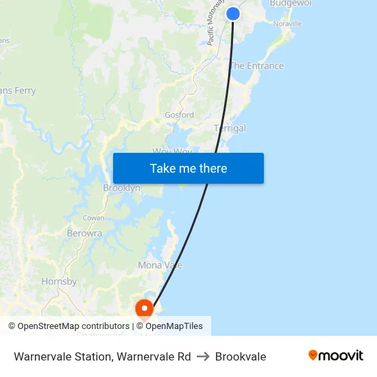 Warnervale Station, Warnervale Rd to Brookvale map