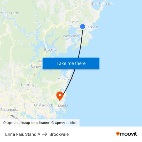 Erina Fair, Stand A to Brookvale map