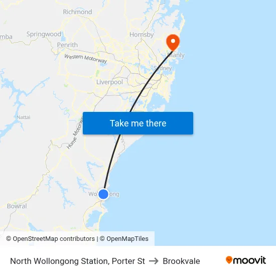 North Wollongong Station, Porter St to Brookvale map