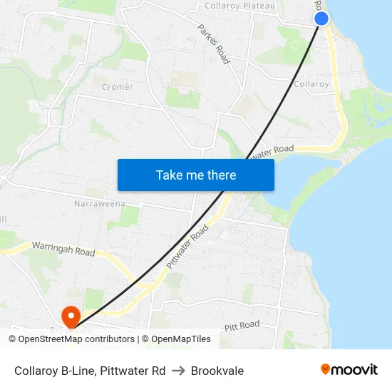 Collaroy B-Line, Pittwater Rd to Brookvale map