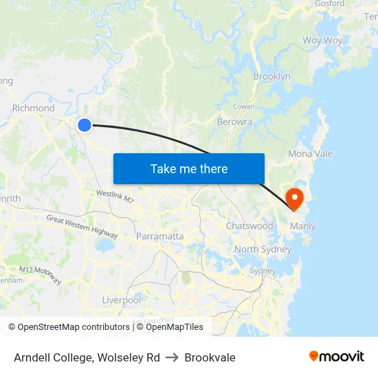Arndell College, Wolseley Rd to Brookvale map
