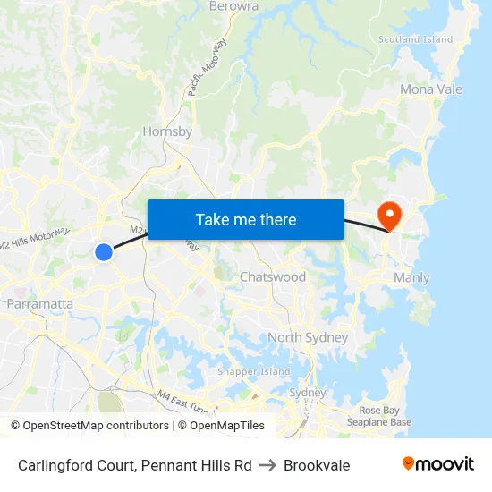 Carlingford Court, Pennant Hills Rd to Brookvale map