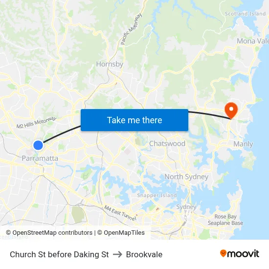 Church St before Daking St to Brookvale map