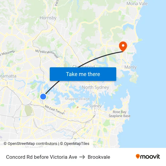 Concord Rd before Victoria Ave to Brookvale map