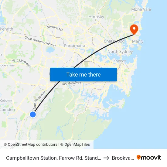 Campbelltown Station, Farrow Rd, Stand H to Brookvale map