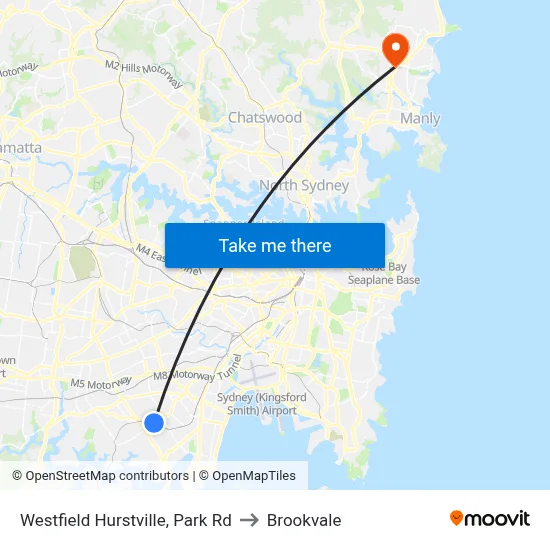 Westfield Hurstville, Park Rd to Brookvale map