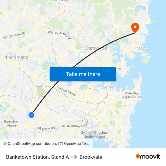 Bankstown Station, Stand A to Brookvale map