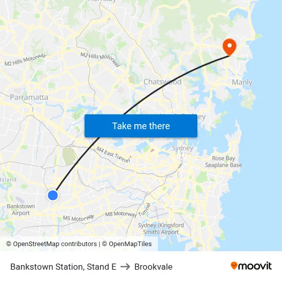 Bankstown Station, Stand E to Brookvale map