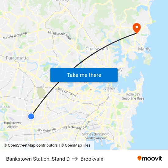 Bankstown Station, Stand D to Brookvale map