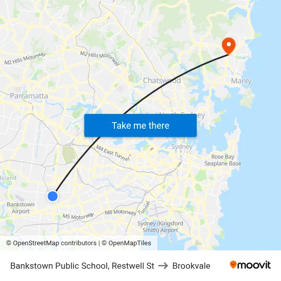 Bankstown Public School, Restwell St to Brookvale map