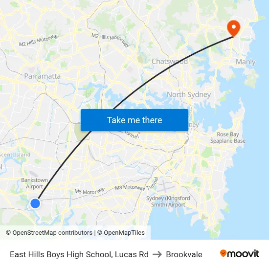 East Hills Boys High School, Lucas Rd to Brookvale map