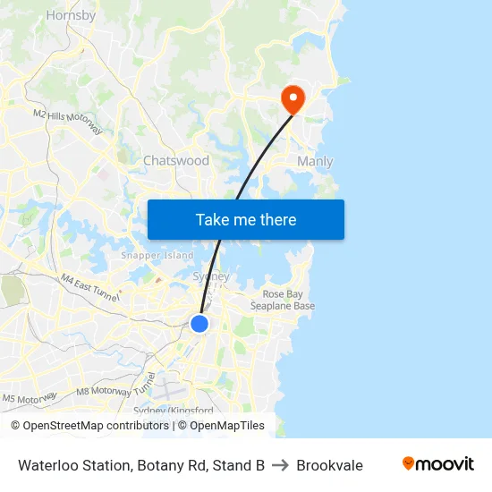 Waterloo Station, Botany Rd, Stand B to Brookvale map