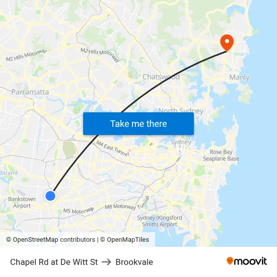 Chapel Rd at De Witt St to Brookvale map