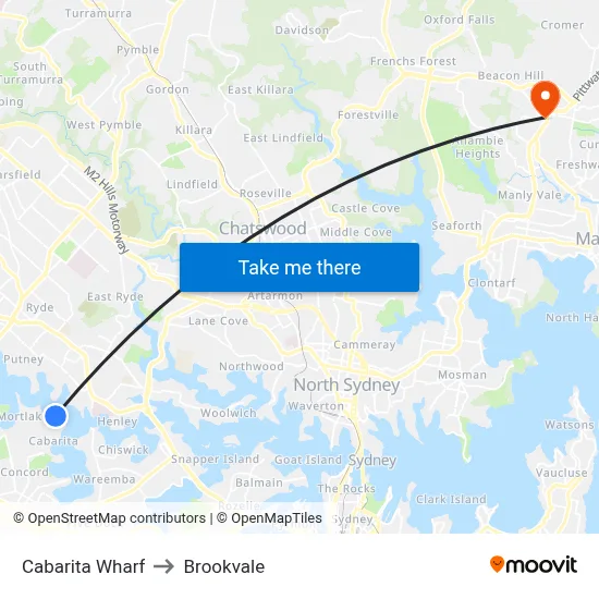 Cabarita Wharf to Brookvale map
