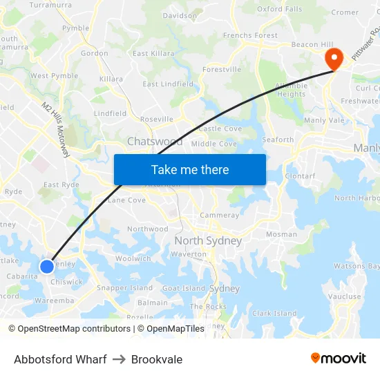 Abbotsford Wharf to Brookvale map