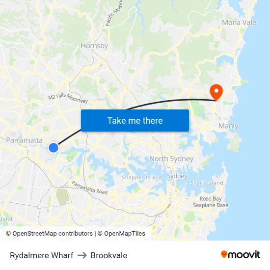 Rydalmere Wharf to Brookvale map