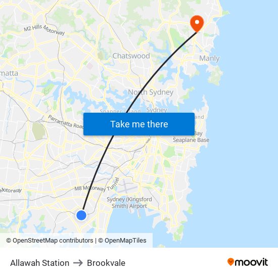 Allawah Station to Brookvale map