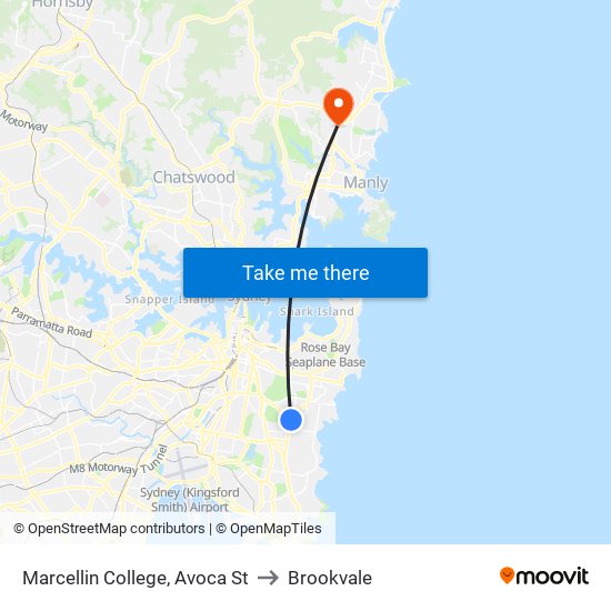 Marcellin College, Avoca St to Brookvale map