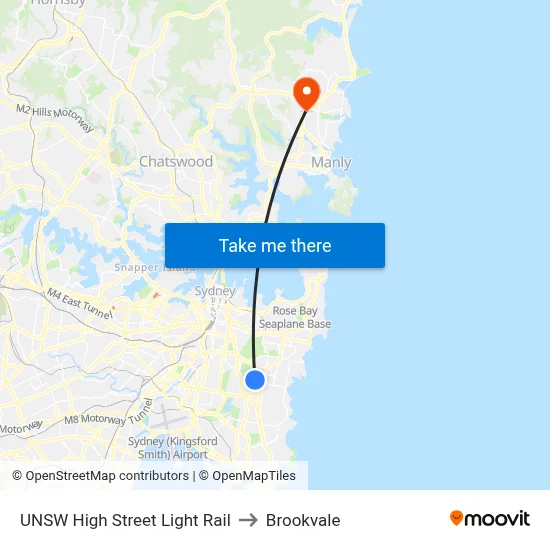 UNSW High Street Light Rail to Brookvale map
