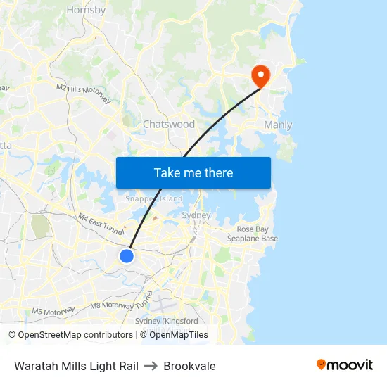 Waratah Mills Light Rail to Brookvale map