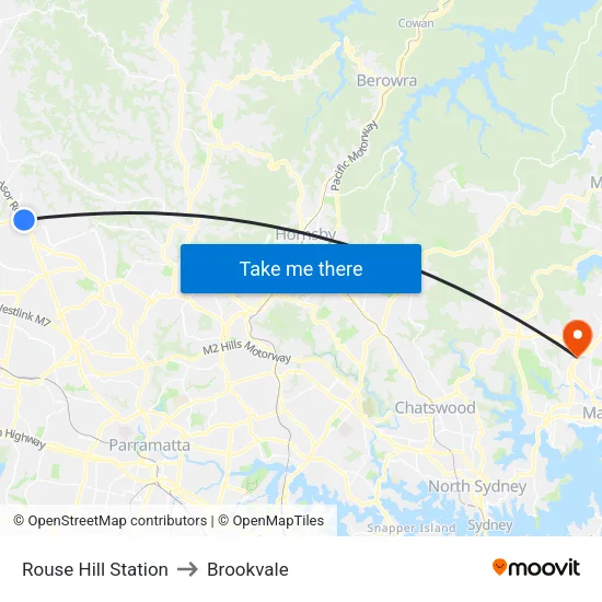 Rouse Hill Station to Brookvale map