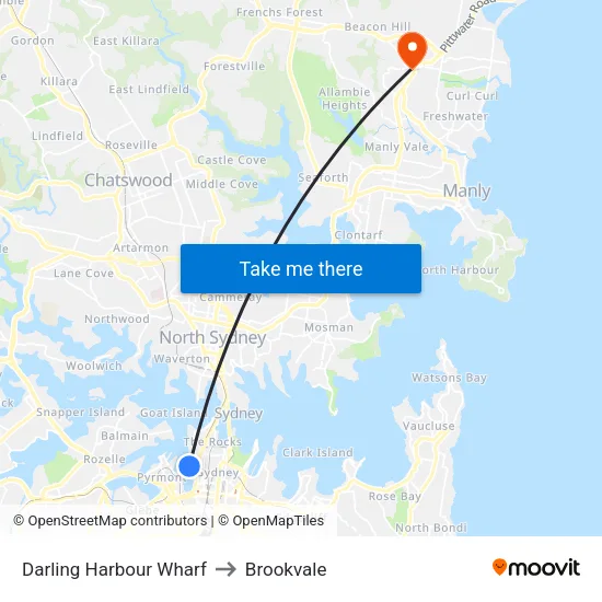 Darling Harbour, King Street Wharf to Brookvale map