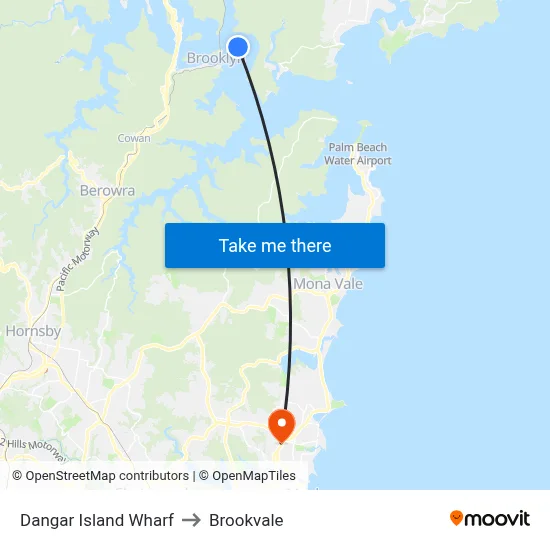 Dangar Island Wharf to Brookvale map
