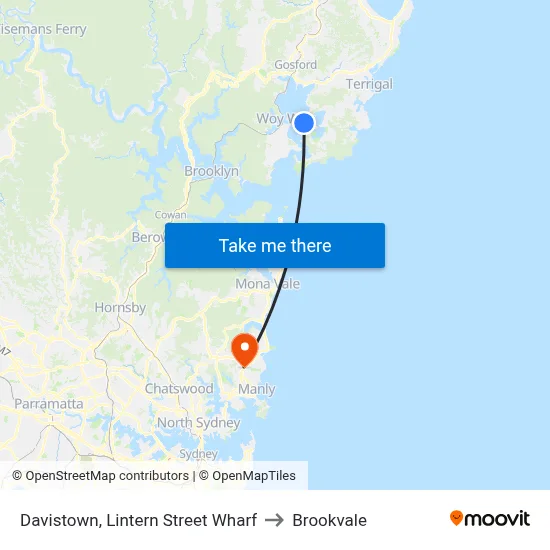 Davistown, Lintern Street Wharf to Brookvale map