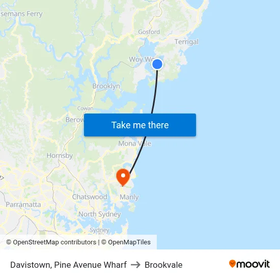 Davistown, Pine Avenue Wharf to Brookvale map