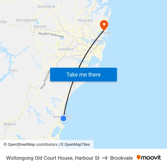 Wollongong Old Court House, Harbour St to Brookvale map