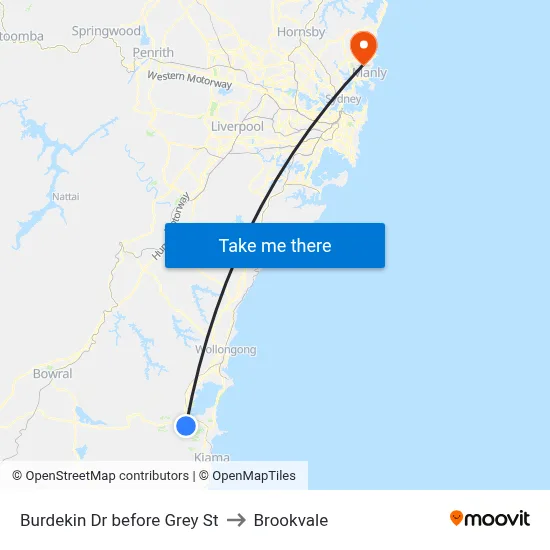 Burdekin Dr before Grey St to Brookvale map