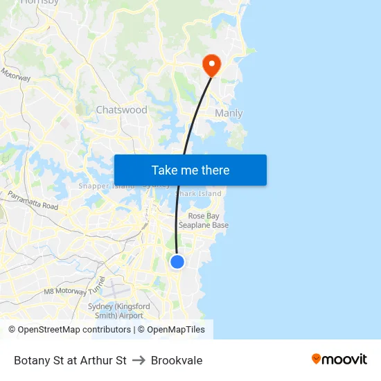 Botany St at Arthur St to Brookvale map