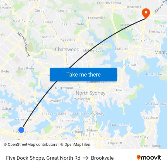 Five Dock Shops, Great North Rd to Brookvale map
