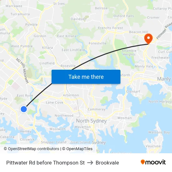 Pittwater Rd before Thompson St to Brookvale map