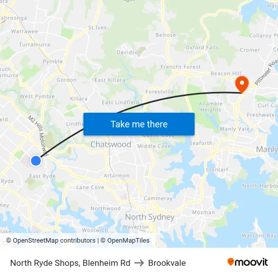 North Ryde Shops, Blenheim Rd to Brookvale map