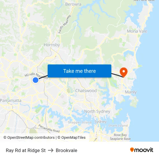 Ray Rd at Ridge St to Brookvale map