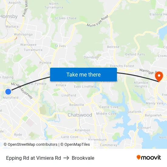 Epping Rd at Vimiera Rd to Brookvale map