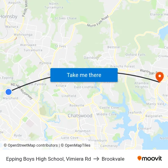 Epping Boys High School, Vimiera Rd to Brookvale map