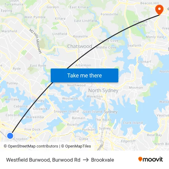 Westfield Burwood, Burwood Rd to Brookvale map