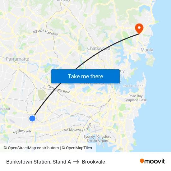 Bankstown Station, Stand A to Brookvale map