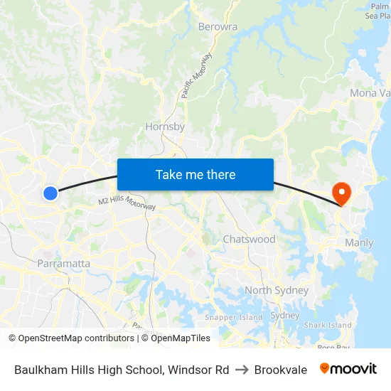 Baulkham Hills High School, Windsor Rd to Brookvale map
