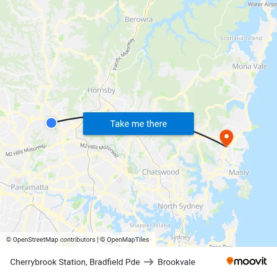 Cherrybrook Station, Bradfield Pde to Brookvale map